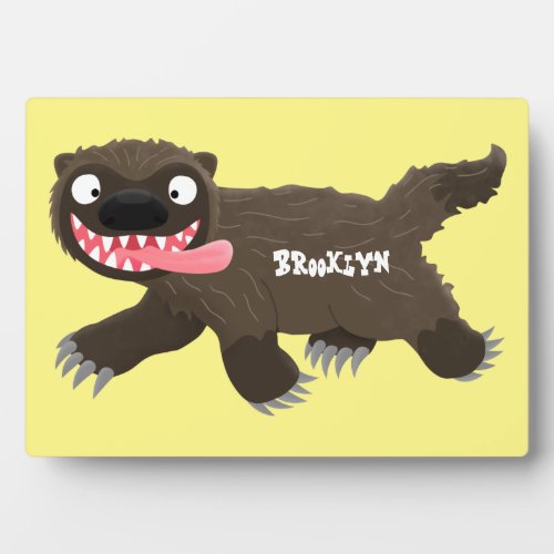 Funny hungry wolverine animal cartoon plaque