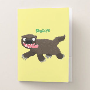 Funny hungry wolverine animal cartoon pocket folder