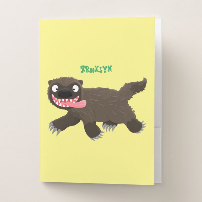 Funny hungry wolverine animal cartoon pocket folder (Front)