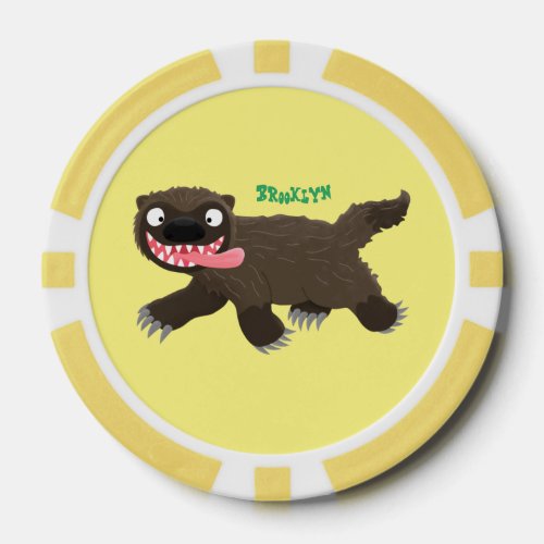 Funny hungry wolverine animal cartoon poker chips