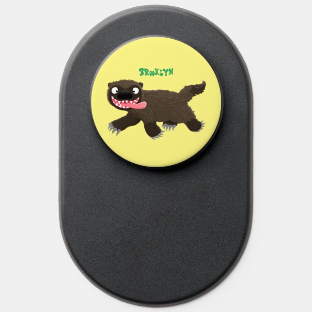 Funny hungry wolverine animal cartoon PopSocket (Popsocket)