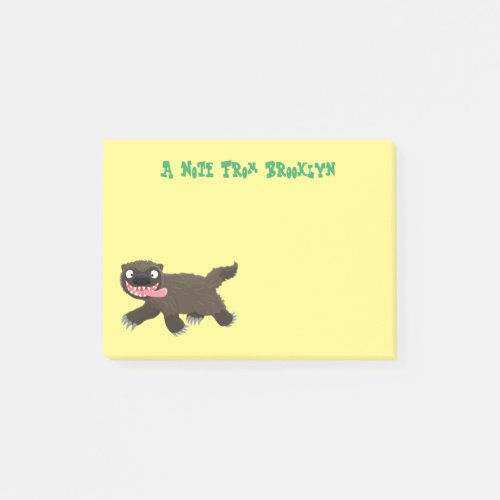 Funny hungry wolverine animal cartoon post_it notes