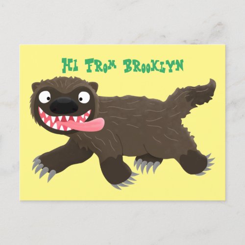 Funny hungry wolverine animal cartoon postcard