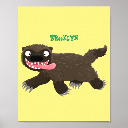 Funny hungry wolverine animal cartoon poster
