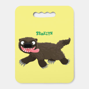Funny hungry wolverine animal cartoon seat cushion