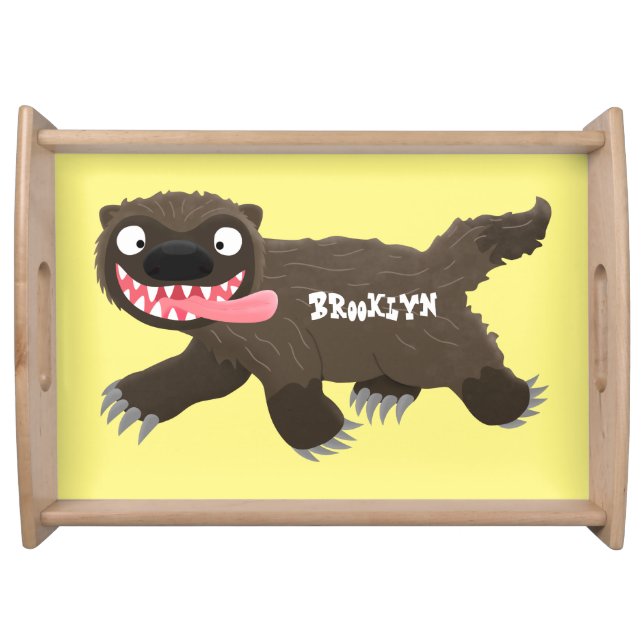 Funny hungry wolverine animal cartoon serving tray (Front)