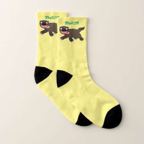 Funny hungry wolverine animal cartoon  socks