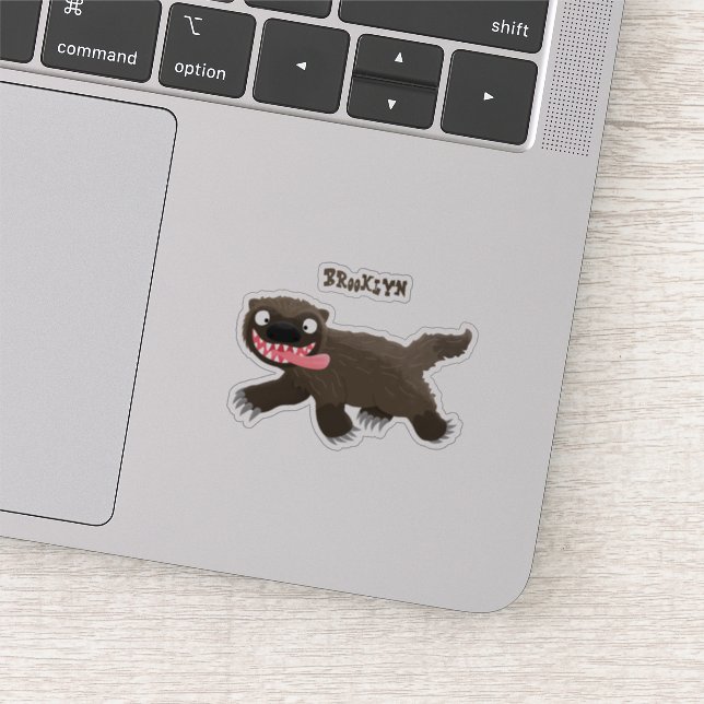 Funny hungry wolverine animal cartoon sticker (Detail)