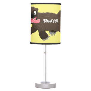 Funny hungry wolverine animal cartoon table lamp