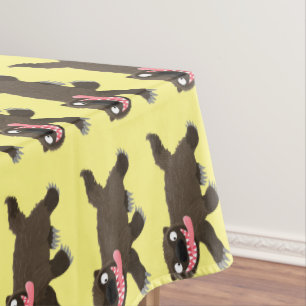 Funny hungry wolverine animal cartoon tablecloth