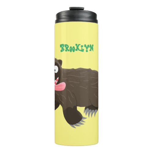 Funny hungry wolverine animal cartoon thermal tumbler