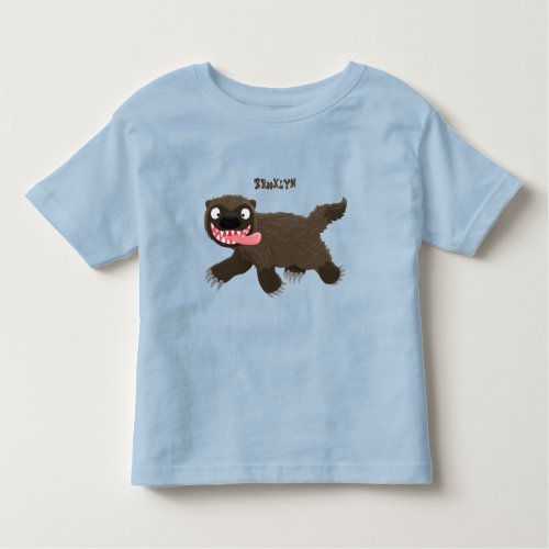 Funny hungry wolverine animal cartoon toddler t_shirt