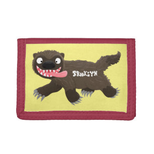 Funny hungry wolverine animal cartoon trifold wallet