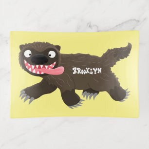 Funny hungry wolverine animal cartoon trinket tray