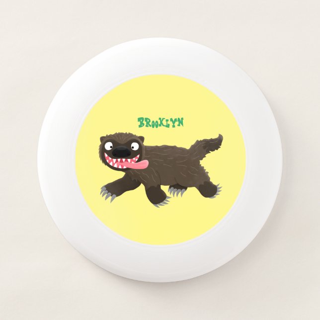 Funny hungry wolverine animal cartoon Wham-O frisbee (Front)