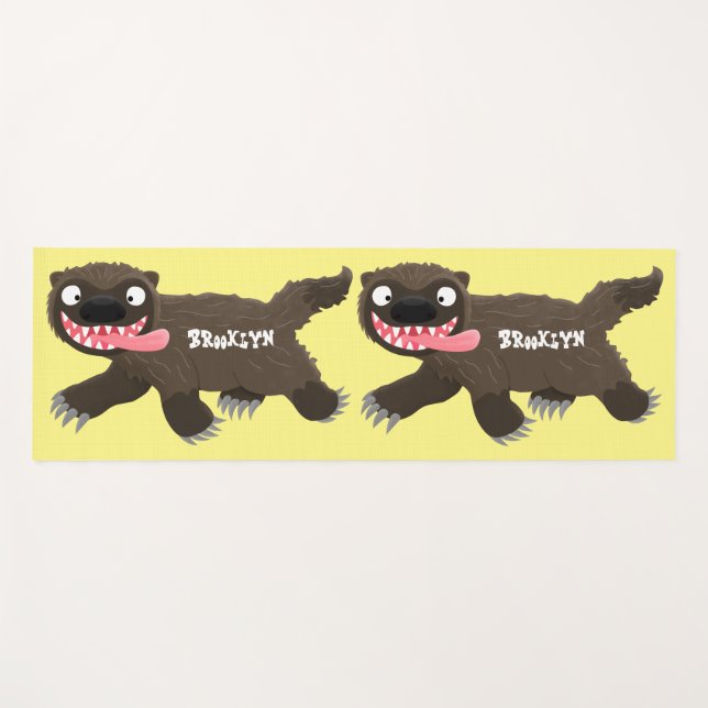 Funny hungry wolverine animal cartoon yoga mat (Front (Horizontal))
