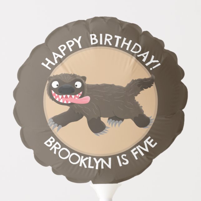 Funny hungry wolverine personalized birthday balloon (Front)