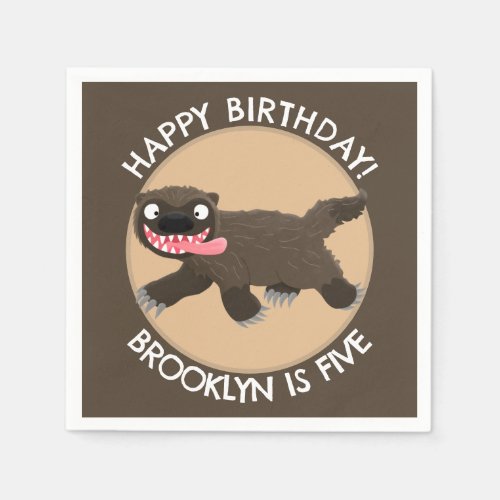 Funny hungry wolverine personalized birthday napkins