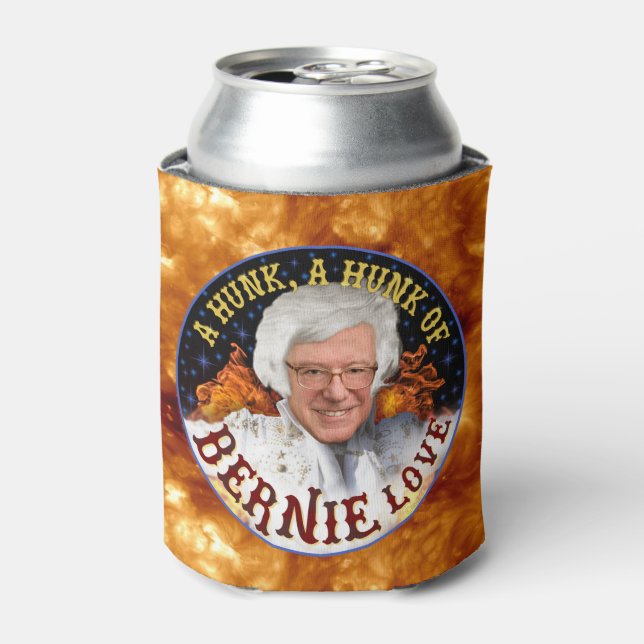 Funny Hunk of Bernie Love | Sanders President 2020 Can Cooler (Can Front)