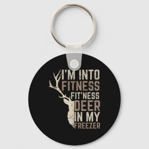 Funny Hunter Dad I'm Into Fitness Deer Freezer Hun Keychain