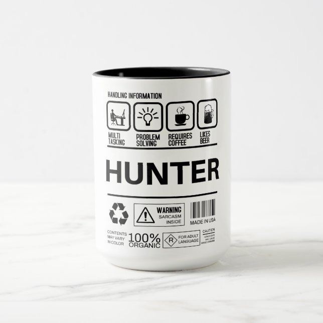 Funny Hunter Handling Information Mug (Center)