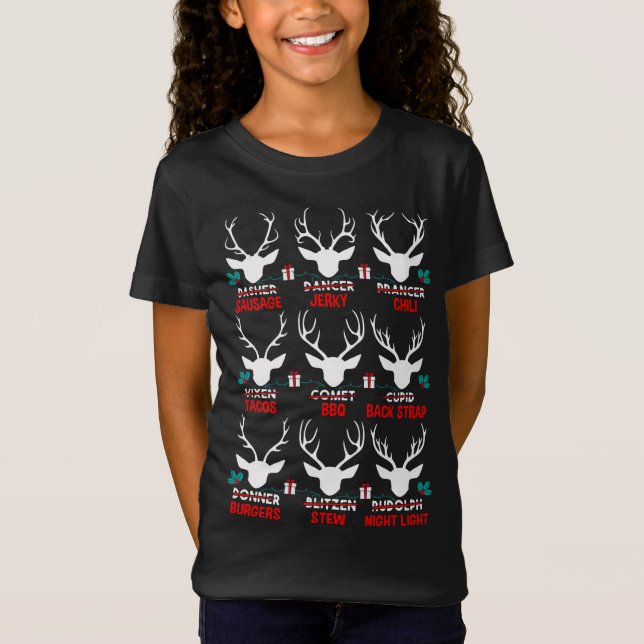 Funny Hunter of All Santa's Reindeers Cute Deer Xm T-Shirt (Front)