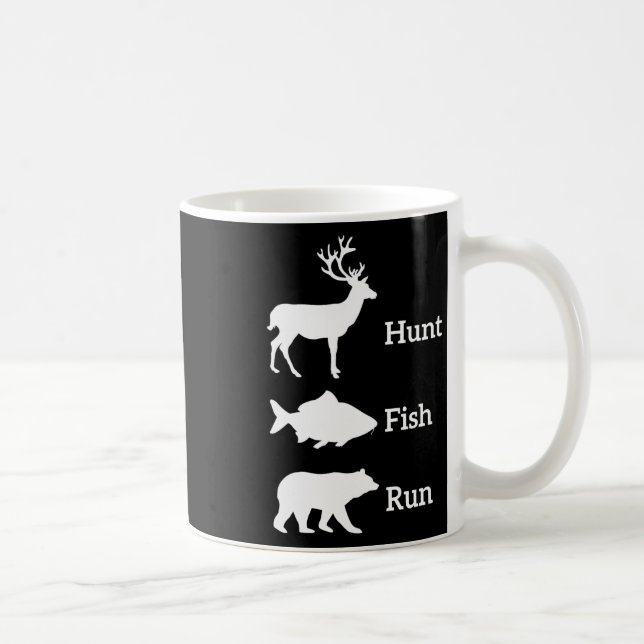 Funny Hunting Fishing Hunt Fish Run Bear Gift  Coffee Mug (Right)
