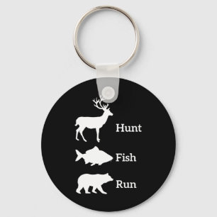 Funny Hunting Fishing Hunt Fish Run Bear Gift  Keychain