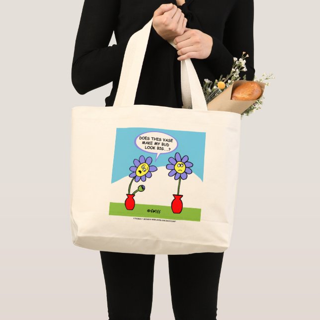 Funny Husband and Wife Big Butt Joke Gardeners Large Tote Bag (Front (Product))