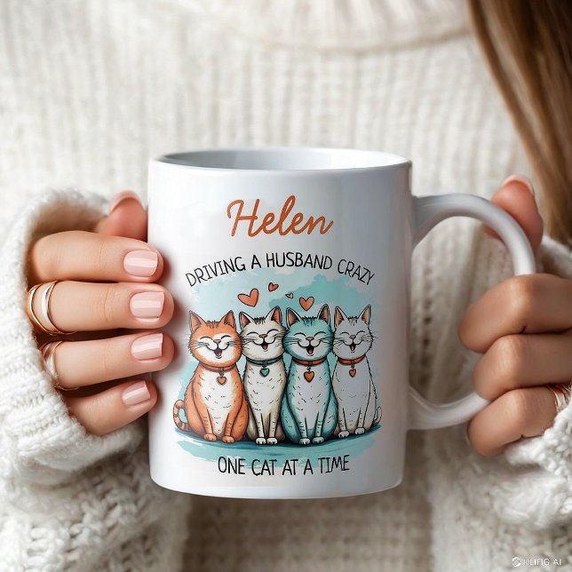 Funny Husband Cat Lady Personalized Coffee Mug (Creator Uploaded)