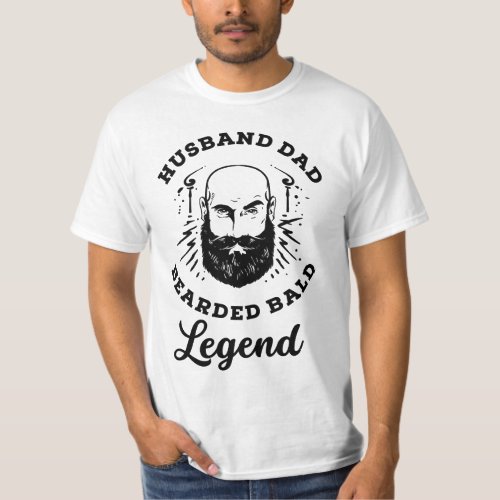 Funny Husband Dad Bearded Bald  Legend  T_Shirt