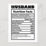 Funny Husband Nutrition Facts Jokes Postcard<br><div class="desc">Funny Husband Nutrition Facts Jokes Postcard</div>