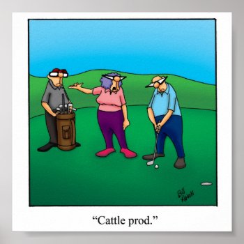 Funny Husband & Wife Golf Poster by Spectickles at Zazzle