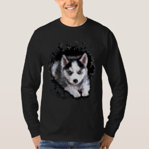 Funny Husky Breaks A Hole To Get Out T-Shirt