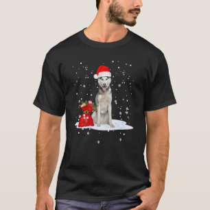 Funny Husky Christmas Santa Hat Animal Kids T-Shirt