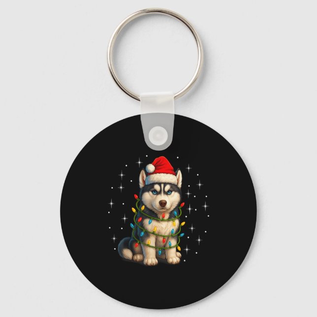 Funny Husky Dog Christmas Pj Pajama Men Women Pjs  Keychain (Front)