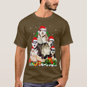 Funny Husky Dog Christmas Tree Cute Xmas  T-Shirt