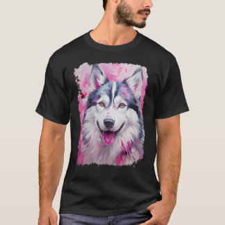 Funny Husky Dog Pink T-Shirt