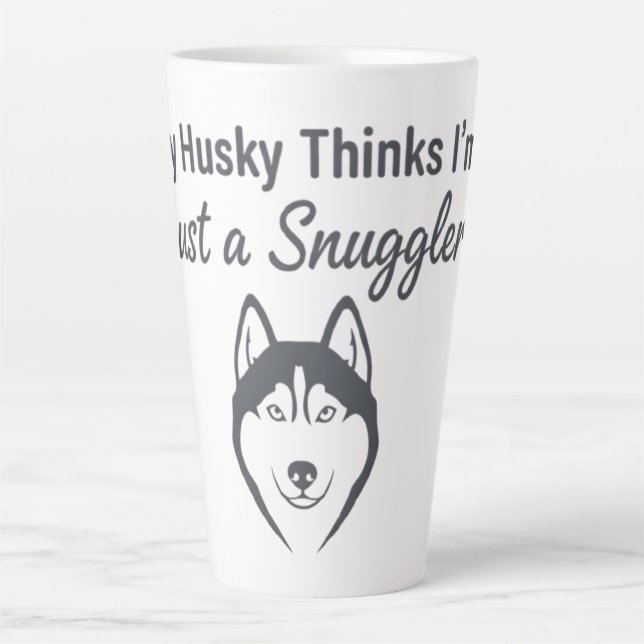Funny Husky Dog Snuggler Latte Mug (Front)