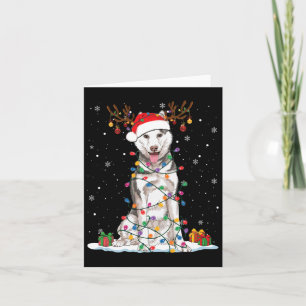 Funny Husky Dog Tree Christmas Lights Xmas Pajama Card