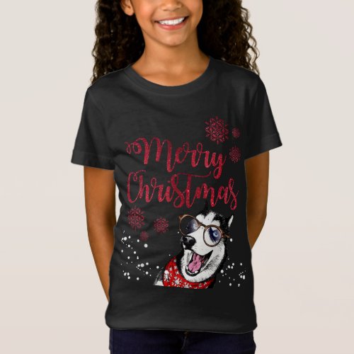 Funny Husky Dog Ugly Xmas Merry Christmas T_Shirt