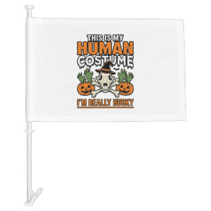 Funny Husky Human Costume Halloween Dog Shirt Desi Car Flag