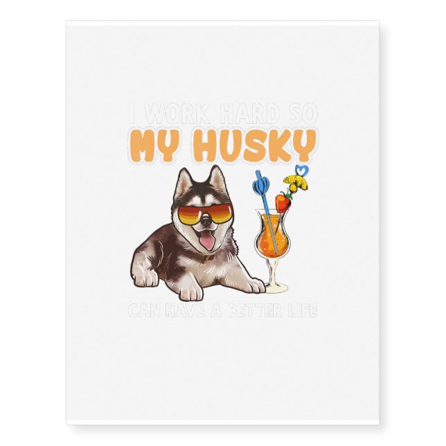Funny Husky Husky Lovers Gifts Temporary Tattoos (Front)