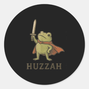 Funny Huzzah Frog Shirt, Vintage Toad Knight Tee Classic Round Sticker
