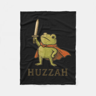 Funny Huzzah Frog Shirt, Vintage Toad Knight Tee Fleece Blanket