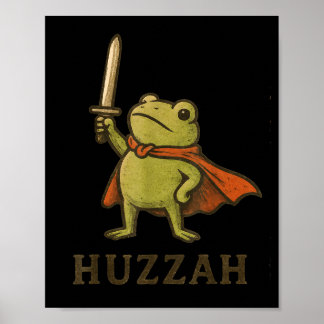 Funny Huzzah Frog Shirt, Vintage Toad Knight Tee Poster
