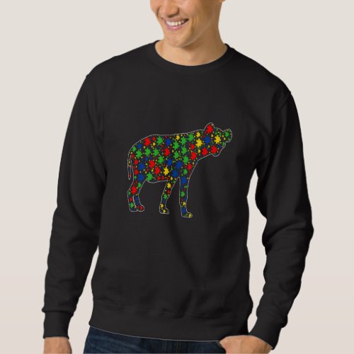 Funny Hyena Animals Puzzle Pieces Autism Awareness Sweatshirt
