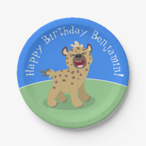 Funny hyena laughing personal cartoon birthday paper plates