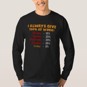 Funny I Always Give 100 Percent At Work Labor Day T-Shirt