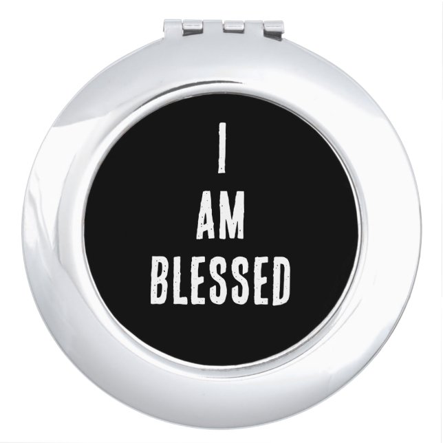 Funny "I Am Blessed." Black Compact Mirror (Front)